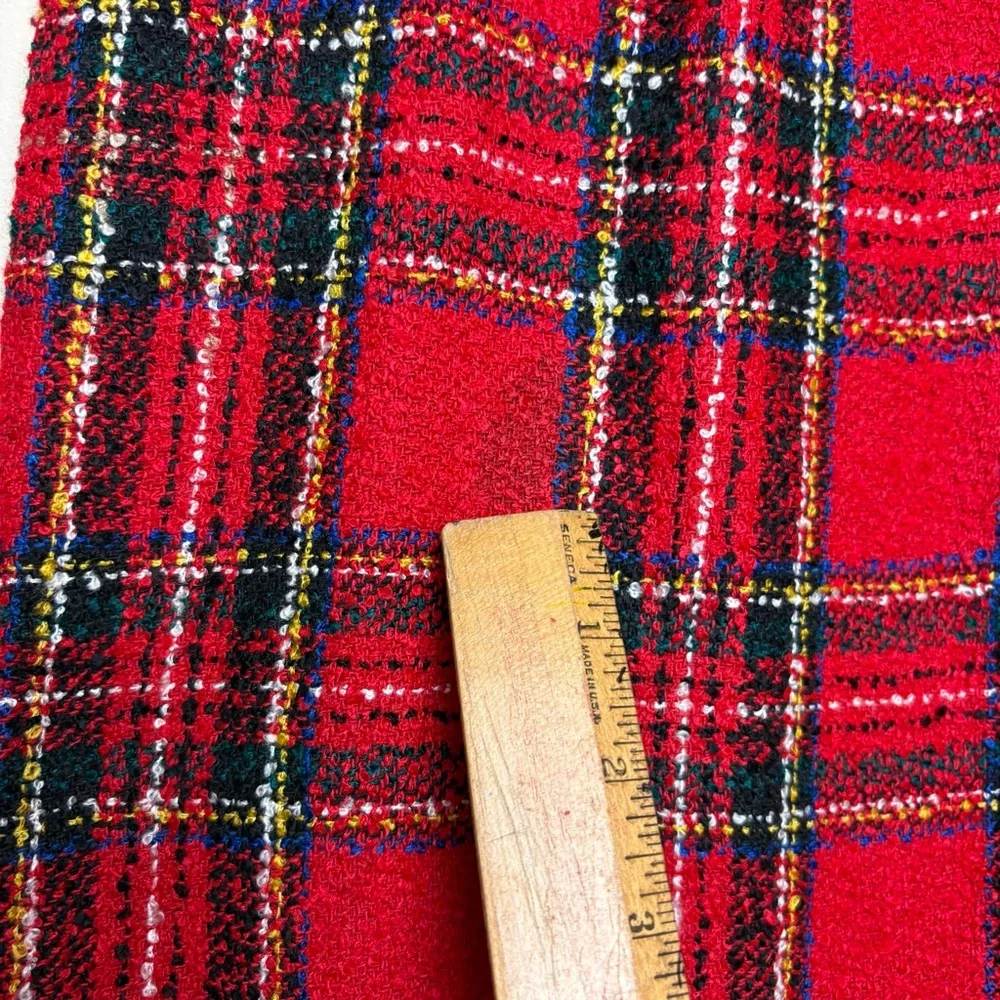 JR Bentley Mini Skirt Sz 11 Vintage Plaid Tartan 90s Red Lined‎ Tweed Pencil